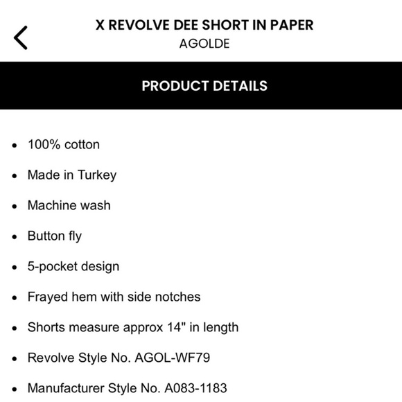 AGOLDE Dee Short in Paper - Picture 7 of 7